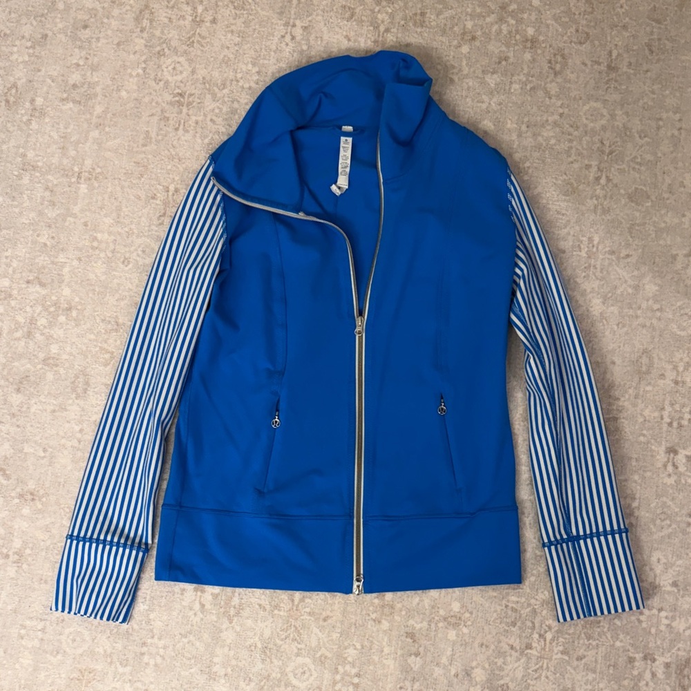 Lululemon Royal Blue Jacket with Striped Sleeves